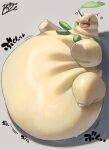  2022 ?! ambiguous_gender bayleef belly bellylliumu big_belly bodily_fluids feral hi_res immobile looking_at_viewer morbidly_obese morbidly_obese_ambiguous morbidly_obese_feral nintendo obese obese_ambiguous obese_feral oruka0827 overweight overweight_ambiguous overweight_feral pok&eacute;mon pok&eacute;mon_(species) shocked_expression simple_background solo sweat video_games 