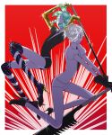  2others absurdres androgynous antarcticite gem_uniform_(houseki_no_kuni) golden_arms high_heels highres houseki_no_kuni long_legs multiple_others necktie phosphophyllite shiny sword weapon 