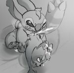  2022 alien anthro biped bodily_fluids boxofmonsters butt butt_grab claws crossover cum disney duo empty_eyes experiment_(lilo_and_stitch) genital_fluids grey_background greyscale guardians_of_the_galaxy hand_on_butt lilo_and_stitch male male/male mammal marvel monochrome notched_ear one_eye_closed procyonid raccoon rocket_raccoon sex simple_background stitch_(lilo_and_stitch) toe_claws tongue tongue_out 