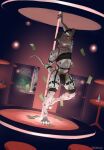  absurd_res anthro canid canine canis clothing collar crop_top dalmatian dancing domestic_dog fishnet garter_straps hi_res jockstrap male mammal paxemerson pole pole_dancing shirt solo spiked_collar spikes strip_club stripper_pole topwear underwear 