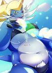  absurd_res anthro bikini blue_body blush breasts claws clothing female fur hi_res kemono_tk mammal nintendo pok&eacute;mon pok&eacute;mon_(species) samurott smile solo swimwear video_games 