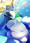  &lt;3 absurd_res anthro bikini blue_body blush breasts claws clothing female fur hi_res kemono_tk mammal nintendo pok&eacute;mon pok&eacute;mon_(species) samurott smile solo swimwear tongue video_games 