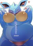  absurd_res anthro areola belly big_breasts blue_body blush breasts claws female hi_res horn kemono_tk mammal nidoqueen nintendo nipples nude pok&eacute;mon pok&eacute;mon_(species) smile solo video_games 