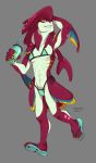  absurd_res anthro beverage bikini breath_of_the_wild clothing flip_flops footwear hi_res male marine nintendo prince_sidon sandals sharktiits solo swimwear the_legend_of_zelda video_games zora 