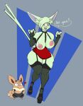  &lt;3 absurd_res anthro artz artz_(eevee) big_breasts black_clothing black_legwear black_pantyhose breasts brown_body brown_fur claws clothing dialogue duo eevee eeveelution english_text espeon exclamation_point female fur hi_res high_heels inner_ear_fluff larger_female legwear male neck_tuft nintendo pantyhose pok&eacute;mon pok&eacute;mon_(species) red_claws red_eyes size_difference smaller_male standing text thick_thighs tuft video_games wardrobe_malfunction 