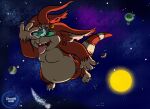  3_toes anthro barefoot belly big_belly chua chubby_male claws constellation cosmic_background feet fluffy fluffy_tail hi_res long_ears lunamuenster macro male mammal markings micro moobs moon nefarious(chua) nude object_vore open_mouth overweight planet_destruction planet_vore red_body ring_(marking) ringtail rodent solo space space_background star starscape sun tail_markings teeth teeth_showing toe_claws toes tongue tongue_out tuft video_games vore wildstar 