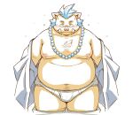  2022 anthro belly big_belly blush clothed clothing gouryou kemono lifewonders male mammal moobs nipples open_clothing open_shirt open_topwear overweight overweight_male shirt solo suid suina sus_(pig) takagi_kyou tokyo_afterschool_summoners topwear underwear undressing video_games wild_boar 