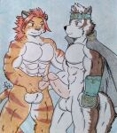  anthro asian_mythology balls canid canine canis dashthefox duo east_asian_mythology felid frottage genitals hi_res horkeu_kamui_(tas) lifewonders male male/male mammal muscular mythology nomad_(tas) nude pantherine pecs penis sex simple_background tiger tokyo_afterschool_summoners traditional_media_(artwork) video_games wolf 
