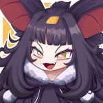  absurdres animal_ears bat_ears black_hair butter fangs fangs_out food highres moriko_kyoho rojeitox yellow_eyes 