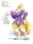  2022 anthro bandai_namco big_breasts breasts clothed clothing digimon digimon_(species) digital_media_(artwork) female fluffy fluffy_tail fur genitals hand_on_hip hi_res huge_hips looking_at_viewer muscular muscular_female muscular_thighs neck_tuft nightfaux purple_eyes pussy renamon skimpy solo sportswear swimwear thick_thighs tuft yellow_body yellow_fur 
