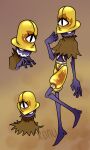  circlehead clothing digital_drawing_(artwork) digital_media_(artwork) evil_face hat headgear headwear hi_res humanoid long_legs male mature_male model_sheet purple_body purple_skin skinny xonuq yellow_clothing yellow_hat yellow_hat(rtcott-450) yellow_headwear 