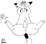  anus big_penis blush blush_lines bodily_fluids crown dated ear_piercing ear_ring eyelashes feral genital_fluids genitals hair happy hindpaw jewelry leaking_precum lilya_nida lilya_nida_(artist) lying male monochrome navel nidorina nintendo no_bitches? on_back one_eye_closed pawpads paws penis piercing pikachu pok&eacute;mon pok&eacute;mon_(species) precum precum_on_penis prehensile_penis puffy_anus question_mark reymond_nighthawk_(rayymond) signature simple_background smile smug solo solo_focus vein veiny_penis video_games white_background 