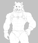  abs anthro areola armband barazoku biceps blaidd_(elden_ring) bulge canid canine canis chest_harness clothing collar elden_ring fangs fromsoftware fur grey_background greyscale harness hi_res jrjresq looking_at_viewer male mammal monochrome muscular muscular_anthro muscular_male nipple_piercing nipples pecs piercing prick_ears scar simple_background sketch solo teeth underwear video_games wolf 