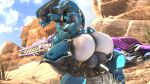  3d_(artwork) absurd_res alien ambiguous_gender armor balls balls_on_face big_balls big_butt butt darkflash23 digital_media_(artwork) duo genitals girly halo_(series) headgear helmet hi_res huge_balls huge_butt huge_hips huge_thighs interspecies male microsoft rear_view sangheili thick_thighs video_games wide_hips xbox_game_studios 