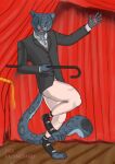  absurd_res anthro cane clothing dancing felid hi_res male mammal pantherine snepard snow_leopard solo suit 