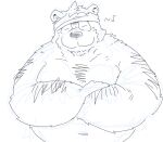  2022 anthro belly big_belly eyes_closed hi_res kemono male mammal navel overweight overweight_male simple_background sketch solo suishou0602 ursid 