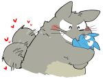  2022 anthro blue_body blush chu_totoro duo embrace eyes_closed gayousi7 ghibli grey_body hi_res hug kemono my_neighbor_totoro overweight simple_background totoro white_background 