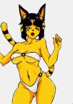  animal_crossing ankha_(animal_crossing) anthro big_breasts bikini bikini_bottom bikini_top black_hair breasts clothing digital_media_(artwork) domestic_cat felid feline felis female fur hair inner_ear_fluff mammal nintendo nintendo_switch rurydrawings short_hair solo summer swimwear thick_thighs tuft video_games yellow_body yellow_fur 