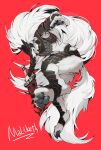  animal_genitalia anthro armor balls canid canine canis claws covered_eyes elden_ring fromsoftware fur genitals hair hi_res kiyosan long_hair male maliketh_(elden_ring) mammal melee_weapon sheath solo sword video_games weapon white_body white_fur white_hair wolf 