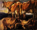  1624 17th_century ambiguous_gender ancient_art bovid bovine brown_body cattle female feral field group hi_res horn jacob_jordaens mammal oil_painting_(artwork) outside painting_(artwork) sky teats traditional_media_(artwork) udders 