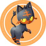  artist_name cat colored_sclera fang full_body highres litten looking_back no_humans open_mouth pokemon pokemon_(creature) pokemon_(game) pokemon_sm red_eyes yellow_sclera zigrock 
