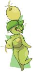  anthro anthrofied areola big_breasts blush bodily_fluids bottomless breasts chinigan clothed clothing elemental_creature elemental_humanoid embarrassed female flora_fauna food fruit green_body green_skin hi_res humanoid lactating leaf leaf_hair looking_back nintendo nipples not_furry nude oil olive_(fruit) olive_oil open_mouth plant plant_hair plant_humanoid pok&eacute;mon pok&eacute;mon_(species) pok&eacute;morph pseudo_hair pupils running scared short_stack simple_background smoliv solo standing sweat thick_thighs video_games white_pupils worried worried_look 