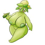  absurd_res anthro big_breasts breasts digital_media_(artwork) elemental_creature elemental_humanoid female flora_fauna genitals green_body hi_res huge_breasts humanoid nintendo nipples not_furry nude open_mouth plant plant_humanoid pok&eacute;mon pok&eacute;mon_(species) pussy shieradevil smile smoliv solo thick_thighs video_games 
