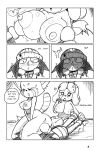  absurd_res aggressive_retsuko ailurid animal_crossing anthro breasts canid canine canis comic domestic_dog english_text facesitting female hi_res ichduhernz isabelle_(animal_crossing) mammal monochrome nintendo red_panda retsuko sanrio shih_tzu text toy_dog video_games 