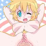  america american_flag blonde_hair blue_eyes blush breasts flag flag_background happy happy_sex hetero lowres lucky_star medium_breasts nude one_eye_closed patricia_martin penis pov pubic_hair sakenotorii sex solo_focus spread_legs uncensored vaginal 