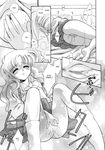  breasts comic greyscale hard_translated highres jitama_(bou) masturbation monochrome no_panties orgasm small_breasts socks super_love_potion translated 