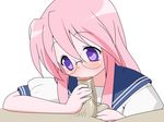  1girl :&gt;= caressing_testicles fellatio glasses hetero itou_life lucky_star oral penis solo_focus takara_miyuki 