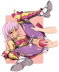  .hack//games 1girl anal anal_object_insertion black_rose_(.hack//) blush dildo fat_mons huge_dildo large_insertion leg_lift object_insertion pantyhose pink_hair pussy red_eyes solo torn_clothes torn_legwear uncensored utilizator 
