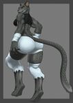  absurd_res anthro big_butt bloody_roar bottomwear breasts butt claws clothed clothing digital_media_(artwork) felid feline female fur grey_body grey_fur hi_res jodelr leopard looking_at_viewer mammal muscular muscular_anthro muscular_female pantherine pants rear_view shina_(bloody_roar) shirt smile solo spots topwear torn_clothing video_games were werefelid werefeline 