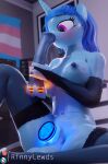  3d_(artwork) anthro breasts digital_media_(artwork) equid equine genitals gynomorph hi_res horn intersex lgbt_pride lovebrew_(oc) mammal penis portal portal_ring pride_colors rinny solo transgender_pride_colors unicorn 