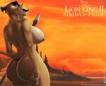  anthro desert el-loko english_text felid female hi_res lion mammal melee_weapon nude pantherine polearm solo spear sunset text url weapon zira 