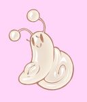  animate_inanimate antennae_(anatomy) candy cute_expression dessert eyelashes female food food_creature gastropod genitals glistening glistening_body gummy_(food) mollusk pink_background plump_labia pussy screwroot shell simple_background smile snail solo 
