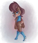  2021 anthro archie_comics bedroom_eyes blue_eyes blue_nose boots breasts brown_body brown_fur butt chipmunk clothing digital_media_(artwork) eyebrows featureless_breasts female footwear fur ground_squirrel hair hot-shelter looking_at_viewer looking_back mammal narrowed_eyes red_hair rodent sally_acorn sciurid seductive sega short_hair simple_background small_tail smile solo sonic_the_hedgehog_(archie) sonic_the_hedgehog_(comics) sonic_the_hedgehog_(series) topwear vest walking_away 