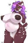  anthro areola big_breasts breasts capreoline cervid cherrikissu eyewear female glasses hi_res huge_breasts mammal nipple_piercing nipples nude overweight overweight_female piercing pregnant reindeer solo thick_thighs wide_hips 