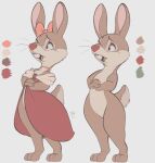  2022 anthro artist_name brown_body brown_fur buckteeth cheek_tuft clothed clothing dated digital_media_(artwork) facial_tuft featureless_crotch fur hi_res lagomorph leporid mammal nude open_mouth rabbit simple_background solo standing tan_body tan_fur teeth tohupo tuft white_background 