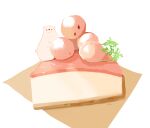  animal animal_focus bear cake chai_(drawingchisanne) cheesecake commentary food food_focus fruit looking_at_viewer napkin original parsley polar_bear signature simple_background white_background 