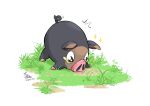  animal_focus black_eyes commentary_request grass highres lechonk looking_down mellonsnow no_humans pig pokemon pokemon_(creature) signature solo sparkle white_background 