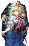  1girl alice_margatroid doll english_commentary flying highres shanghai_doll solo standing syuri22 touhou 