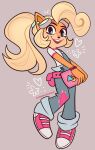  &lt;3 2020 activision anthro blonde_hair clothing coco_bandicoot crash_bandicoot_(series) dimensionhiest female footwear green_eyes hair hi_res long_hair looking_at_viewer mammal marsupial open_mouth open_smile ponytail shoes smile solo video_games 