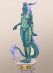  absurd_res anthro dragon dust elijahelegia female hair hi_res horn hypnosis immobile julia_antionette mind_control nude pedestal petrification public public_nudity purple_hair red_eyes scalie solo spider_web stasis tasteful_nudity 