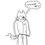  1:1 adidas anthro digital_drawing_(artwork) digital_media_(artwork) english_text humor low_res male meme monochrome shitpost sketch solo tail_motion tailwag text thinking thought_bubble unknown_species winterfrostwastaken 