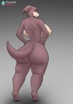  anthro beastars bedroom_eyes big_breasts big_butt blush breasts brown_body brown_fur butt canid canine canis digital_media_(artwork) female fur half-closed_eyes hands_on_hips hi_res huge_breasts huge_butt hyper hyper_breasts juno_(beastars) looking_at_viewer looking_back mammal narrowed_eyes nipples nude pinup pose psychoticwalrus seductive simple_background smile solo standing thick_thighs wide_hips wolf 