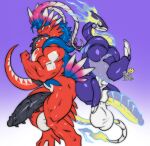  anthro ass_to_ass back_to_back balls biceps big_balls big_muscles big_pecs big_penis claws duo erection flexing floating genitals gradient_background hi_res huge_balls huge_penis koraidon looking_at_viewer male male/male miraidon muscular muscular_anthro muscular_male muscular_thighs nintendo nude pecs penis pok&eacute;mon pok&eacute;mon_(species) rhinoking simple_background smile spiked_penis spikes spikes_(anatomy) standing video_games 