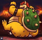  anthro belly big_belly big_butt bowser butt butt_crush duo faceless_character faceless_human facesitting hair horn human koopa male male/male mammal mario_bros nintendo open_mouth overweight overweight_male red_hair reptile scalie shell spikes tanio turtle video_games ych_(character) 