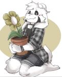  anthro asriel_dreemurr asriel_dreemurr_(god_form) blush bovid caprine caprine_demon demon flower fur goat goat_demon male mammal plant pop2hotzz solo submissive submissive_male undertale undertale_(series) video_games white_body white_fur 