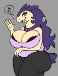  absurd_res anthro big_breasts breasts chubby_female dialogue fangs female fur harry_amor&oacute;s hi_res mature_female multicolored_body multicolored_fur nintendo open_mouth open_smile pok&eacute;mon pok&eacute;mon_(species) purple_body purple_fur red_eyes smile solo speech_bubble thick_thighs tongue two_tone_body two_tone_fur typhlosion video_games yellow_body yellow_fur 